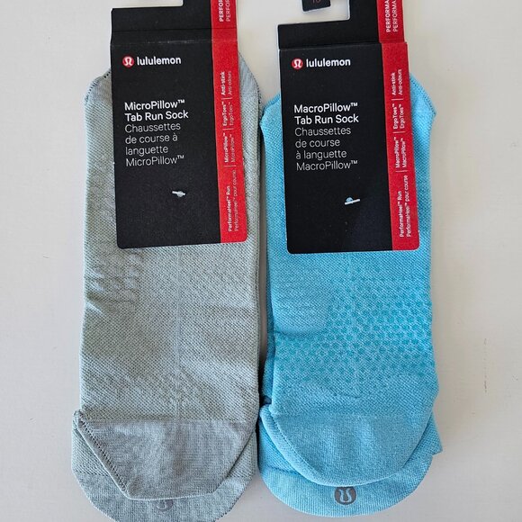 2 x NWT LULULEMON Silver MicroPillow & Blue MacroPillow Tab Run Socks Men's XL - Picture 1 of 5